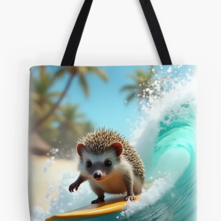 Power Surf Hedgehog Tote Bag
